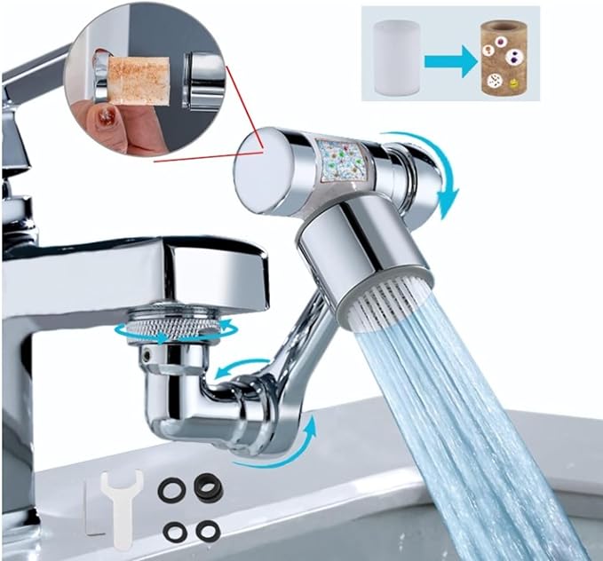 3 pack Water Filter Faucet Extender, 1080° RotatingTO FILTRATION WATER made Copper with free 24 Filter, 2 Modes 360° Swivel Faucet for Bathroom, Kitchen Sink, K Trends.(3)