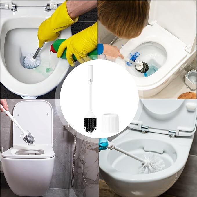 Toilet Brush Holder Set, Bowl Cleaning Brush, Corner Scrubber Flexible Cleaning Tool, Household Bathroom Maintenance Accessory for Dad, Husband Mom Toilet Home Sanitation Bathroom Floor Wall Use