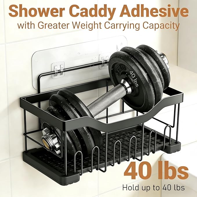 14 Pack Shower Caddy Adhesive Replacement, Waterproof Strong Shower Shelf Adhesive Hooks, No Drilling for Corner Shelf Basket, Bathroom Storage Shelves, Kitchen Racks and Soap Holde (14 Pack)