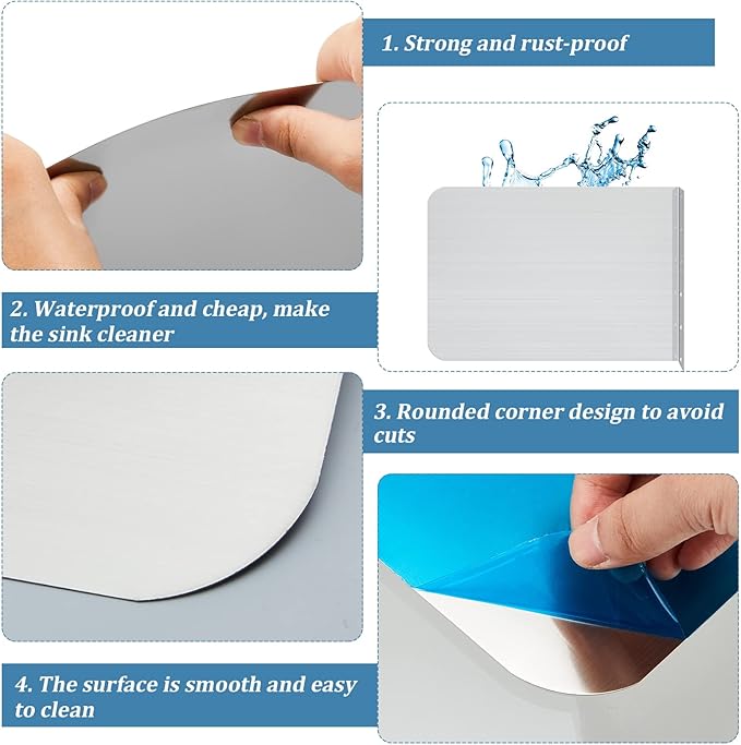 Therwen 2 Pcs Stainless Steel Side Splash Guard for Kitchen Sink 17 x 12 Inch Wall Mount Guard with Screws Commercial Restaurant Bar Hand Wash Sink and Compartment Prep Splash Protector Supply
