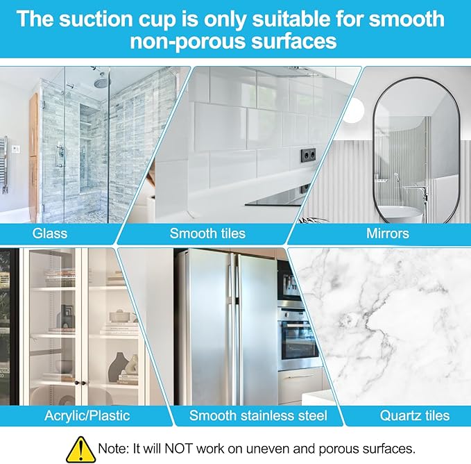 20 Pack Suction Cup Hooks for Shower, Suction Cup Towel Hooks for Bathrooms, Adhesive Wall Hook, SUS304 Waterproof Stainless Steel Hooks for Bathroom, Bedroom, Kitchen, Hotel and Office