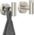 Brushed Nickel Towel Hook, Coat Robe Clothes Hook for Kitchen Garage Wall Mounted 2 Pack, 304 Stainless Steel, Heavy Duty Door Hanger, Cabinet Closet Wall Hook for Hotel Pool(Brushed Nickel)