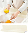Kitchen Sink Splash Guard 18" Self-Draining Silicone Water Guard with High Splash Wall & Strong Suction Cups for Faucet, Countertop & Sink Edge, Keeps Sinks Dry, Dishwasher Safe,Cream