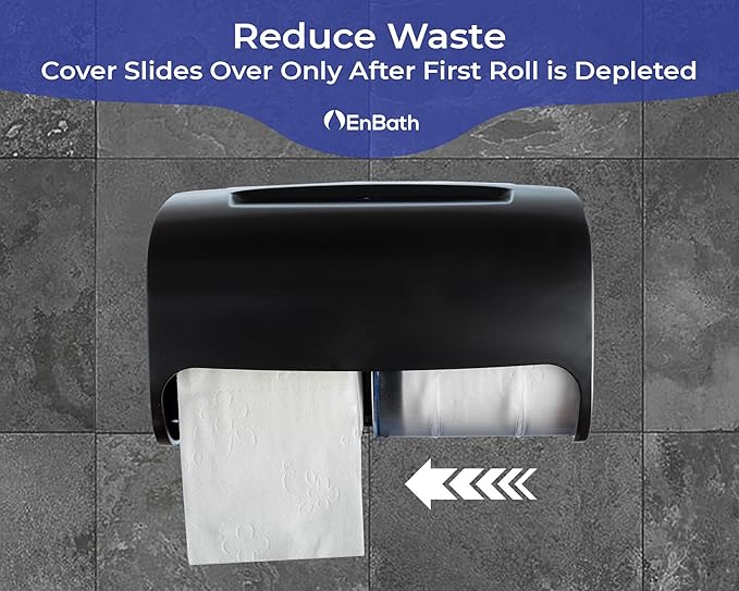 2-Pack Commercial Toilet Paper Dispenser Wall Mount, Double (2 Roll) Locking Toilet Paper Holder (Black), Compact Two Roll, Side by Side Design Tissue Paper Dispenser