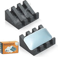 Silicone Soap Dish for Bar Soap Holder for Shower Bathroom Self Draining Waterfall Drying Tray Keep Soap Bars Dry Clean & Easy Cleaning (Grey, 2)