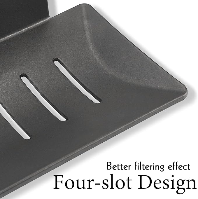 Soap Dishes for Bathroom, Bar Soap Holder with Self Draining Tray, Soap Tray for Shower Wall, 4 Slot Self-Adhesive Soap Container (Gun Grey)
