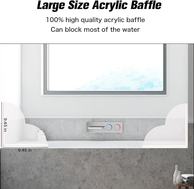 Shower Splash Guard for Bathtub - 2 Pack Bathtub Corner Splash Guard with Glue, Bath Tub Shower Splash Guard Topper, Water Shield, Splash Protector, Adjustable Angle, Enhanced Adhesive, Acrylic