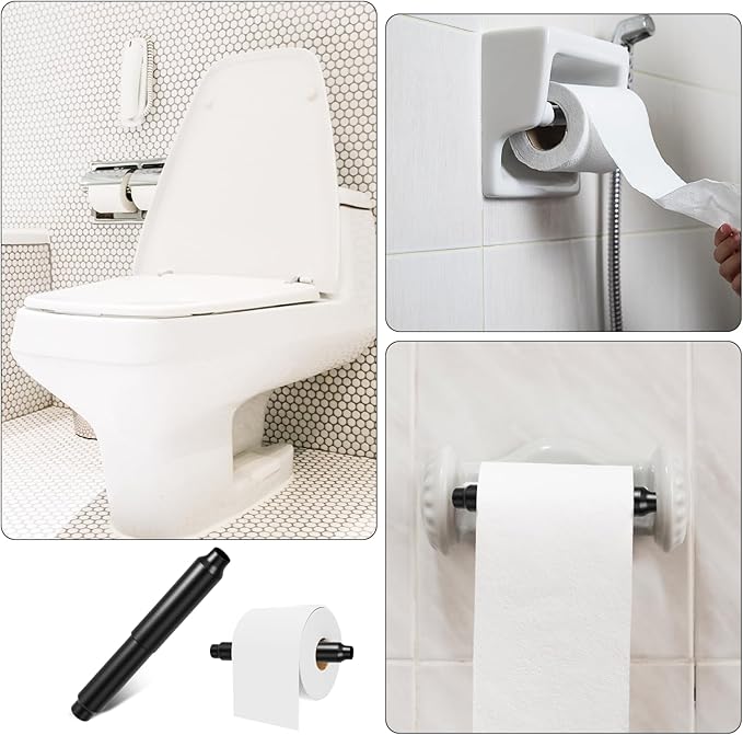 Toilet Paper Roll Holder Replacement Stainless Steel Toilet Paper Holder Spring Rod Spring Loaded Black