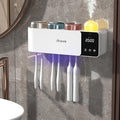 iHave Toothbrush Holders Wall Mounted with Toothbrush Sanitizer & Aromatherapy Diffuser | Auto-Cycle Disinfection, Heated Fan Drying, USB Rechargeable, IR Night Light, LED - 3 Cups Bathroom Organizer
