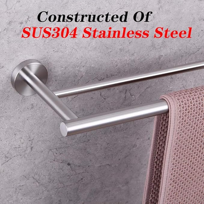 GERZWY Bathroom Double Towel Bar Stainless Steel 30-Inch Bath Towel Bar Modern Style Wall Mount Brushed Finish AG1102C75-LS