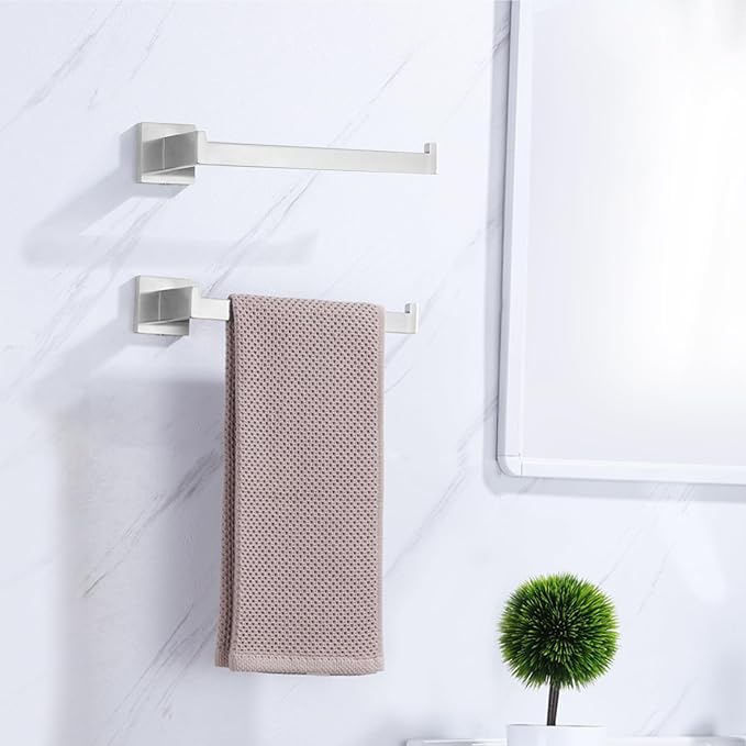 LANC Bathroom Hand Towel Holder Brushed Nickel Hand Towel Bar 10 Inche Right Side Square Towel Ring for Kitchen Bathroom Wall Mount Stainless Steel Modern Towel Racks Hanger, A8806BN