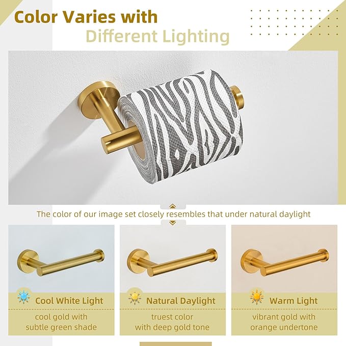 Toilet Paper Holder Brushed Dark Gold, Angle Simple SUS304 Stainless Steel Bathroom Paper Roll Holder Hanger, Lavatory Tissue Dispenser Wall Mount