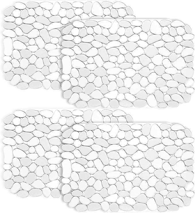 Coopay Kitchen Sink Mat Pebble Protect Mat PVC Eco-friendly Adjustable Stainless steel/ Porcelain Dish Drying Pad Protector for Bottom of Kitchen Sink, 15.8 x 11.8 inches (4 Pack, Clear)
