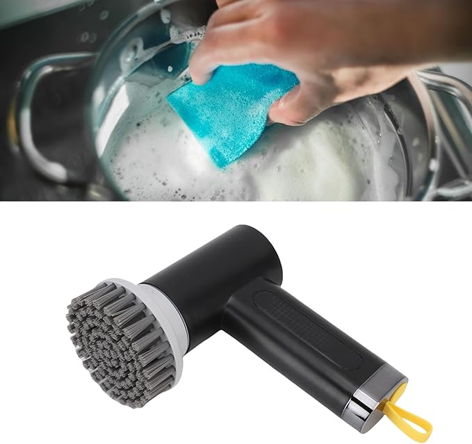 Electric Rotating Cleaning Brush, Cordless Scrubber Shower Bathroom Cleaner for Kitchen Tile Window Floor (Black)
