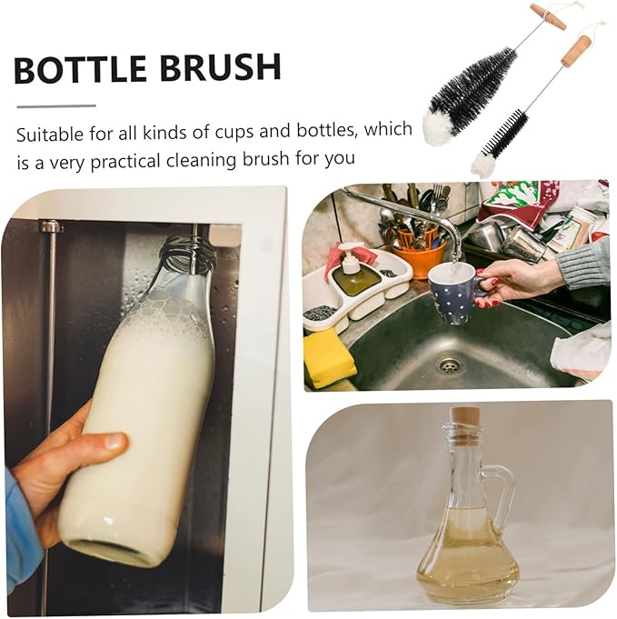 2pcs Bottle Cup Glass Bottle Cleaning Brush Set Multi-Functional Water Cup Brush Grout for Kitchen Cleaning