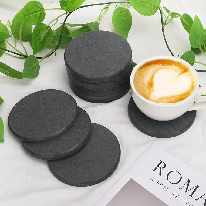 40 Pack 4 Inch Round Diatomaceous Earth Coaster, Versatile Water Absorbent Diatomite Coaster, Premium Water Absorbing Bath Stone Mat for Modern Home