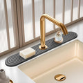 Diatomite Stone Faucet Mat For Kitchen Sink-Absorbent Fast Drying Stone Sink Tray,Faucet Splash Guard Counter,Quick Dry Sink Mat Around Faucet For Kitchen & Bathroom (Dark Gray-Oval,23.6" x 4")