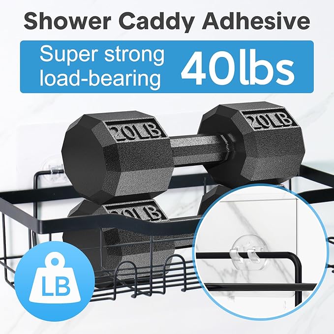 Shower Caddy Adhesive Replacement, Transparent Strong Adhesive Hooks, No Drilling, Waterproof, for Shower Caddy, Bathroom Storage Shelves and Kitchen Racks (Single*12pcs)