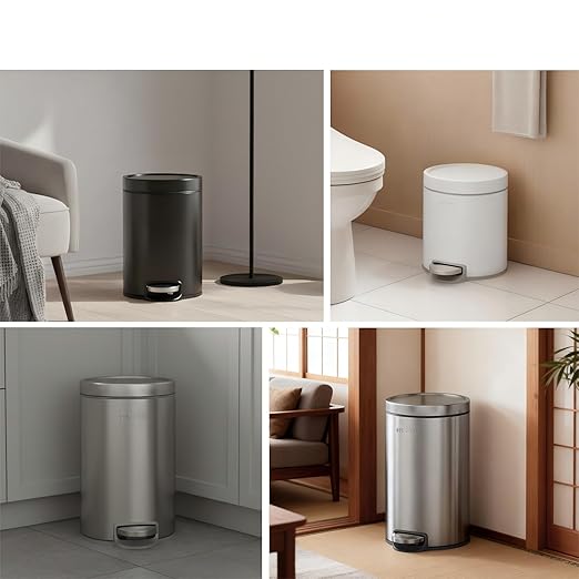 mVm White Kitchen Trash Can, 5.3 Gal Kitchen Garbage Can for Kitchen Bathroom Home Office (White)