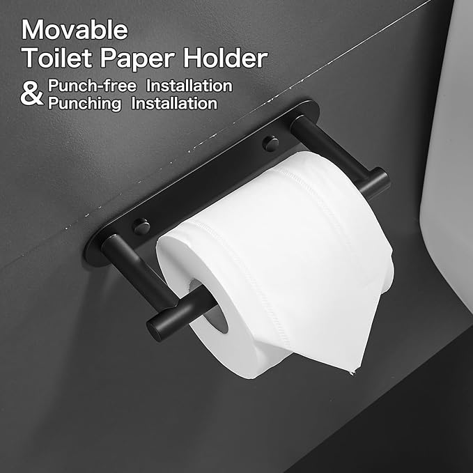 Movable Toilet Paper Holder Black Roll Holder, Paper Towel Holder
