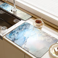 19.5" x 12" Dish Drying Mat & 24" x 5.5" Sink Splash Guard, Super Absorbent Drainer Rack Mat for Kitchen Counter Coffee Bar