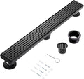 12 Inch Linear Shower Drain, Matte Black Shower Drain,Removable Grate, 304 Stainless Steel, Easy to Install and Clean for Bathrooms (Drain Base Not Included), LSD-04A-12B