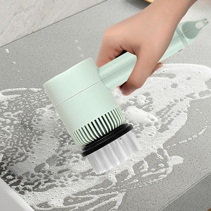 Electric Spin Scrubber, Electric Cleaning Brush with 6 Brush Heads, Rotating Head Powerful Spin Scrubbers, Multipurpose Electric Cleaning Brush for Kitchen Bathroom and Floor