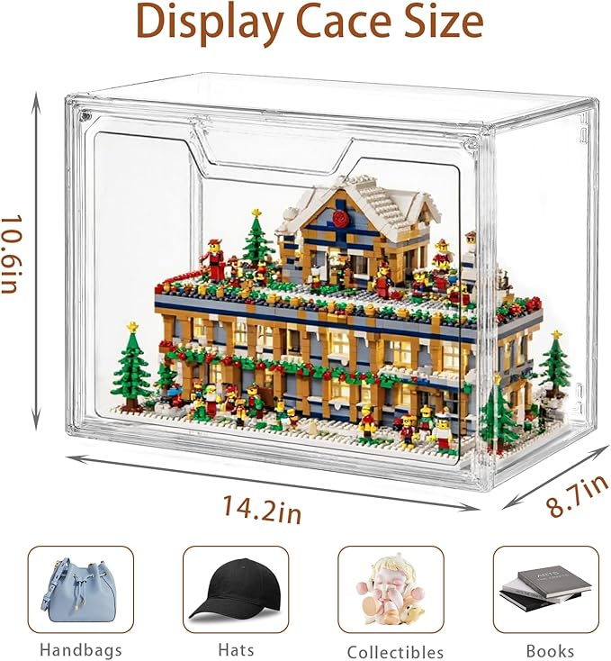 Stackable Storage Bins, Clear Acrylic Display Case, 9-Pack Acrylic Boxes with Lids, Clear Storage Containers Storage for Handbags, Collectibles & Figures