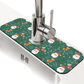 Faucet Draining Mat For Kitchen Sink, Santa Claus Green Diatom Mud Absorbent Drain Pad For Bathroom Kitchen Sink Splash Guard Drying Mat