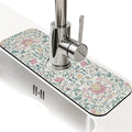 Kitchen Sink Splash Guard，Pastel floral Faucet Mat Sink Gadgets-Super Absorbent Fast Drying Mat Drip Catcher for Kitchen, Bathroom,Sink Mat, Dish Drying Mat, Bathroom(15" X 5.5" )