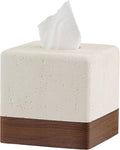 Tissue Box Cover Square, Resin Facial Tissue Holder Covers Toilet Paper Holder Decorative Travertine Paper Dispenser Home Decor for Bathroom Bedroom Living Room Office