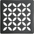 Schluter Kerdi-Drain Floral Shower Grate Kit with Integrated Bonding Flange - Ideal for Tile Showers - Stainless Steel, 4" Grate, Square, Matte Black Grate Finish - KDIF4GRKMGSD5