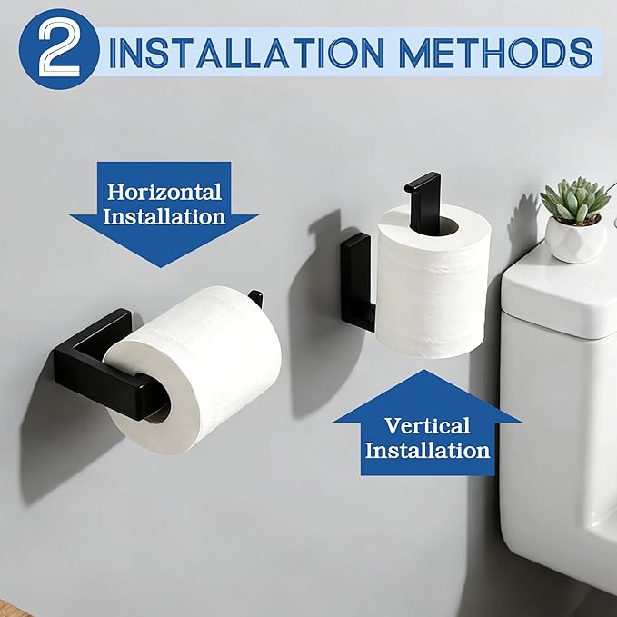 Alise Toilet Paper Holder,Bathroom Tissue Holder Wall Mount Toilet Paper Roll Holder Storage Dispenser,SUS304 Stainless Steel Paper Holder for Toilet, Washroom, RV,Matte Black