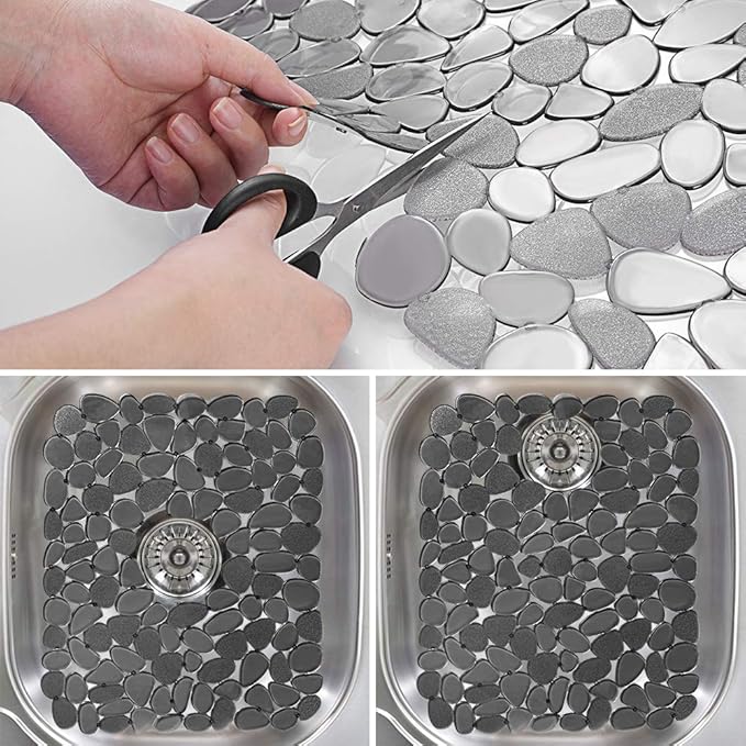 Kitchen Sink Protector Mats, Kitchen Sink Mats, Adjustable Pebble, Grey