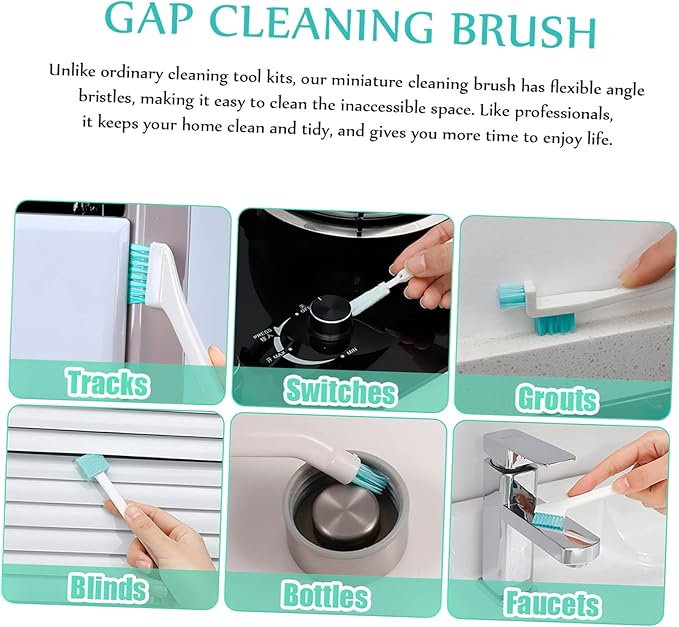 Baluue 8pcs Small Cleaning Brush Set Scrub Brushes for Grout Shower Water Bottle Keyboard Easy to Maintain Handles