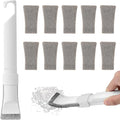 Multifunctional Cleaning Brush Tool, Crevice Cleaning Brushes with 10 Replacement Heads, Detachable 2-in-1 Scrub Sponge & Scraper, Grout Scrub Brushes for Kitchen, Bathroom and Tile Floors