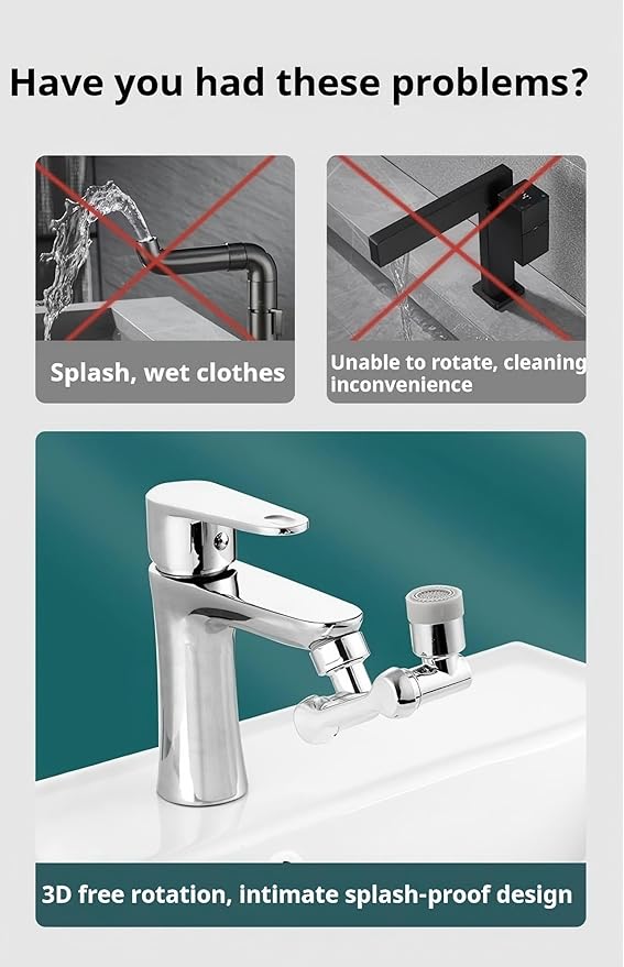 Multi angle rotating faucet extender aerator, made of brass material, suitable for bathrooms and kitchens, with dual-mode splash prevention filter