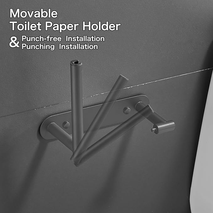 Removable Toilet Paper Holder, Grey Roll Holder, Paper Towel Holder