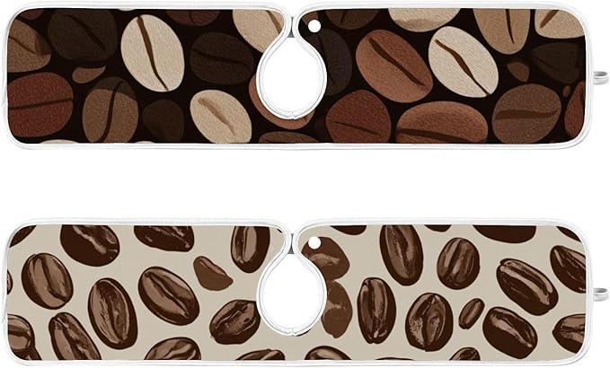 2 PCS Kitchen Sink Splash Guard 23.6 Inch Faucet Mat for Kitchen Sink Bathroom Sink Faucet Absorbing Drip Drain Mat Pad Microfiber Soft Washable Brown Coffee Beans