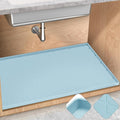 TRZZ Silicone Waterproof Under Sink Mat 28" x 19", Drip Tray and Cabinet Liner for Kitchen and Bathroom, Prevents Water Damage and Organizes Cabinets (Light Blue)