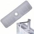 Silicone Kitchen Sink Protector Mat 17.5 Inch - Non-Slip Faucet Mat with Splash Guard Behind Faucet, Drip Catcher & Sponge Holder | Sink Accessories for Bathroom & Kitchen (Gray)