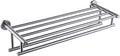 Premium Modern Double Hanging Quadruple Towel Bar Rack w/Round Base (24 Inches)- Brushed Finish, Stainless Steel, Water and Rust Proof, Top of The line Rack and Shelf
