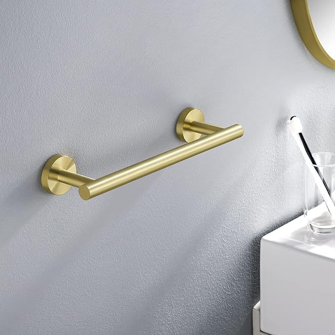 KES 9.6 Inches Hand Towel Bar Bathroom Towel Holder Kitchen Dish Cloths Hanger SUS304 Stainless Steel RUSTPROOF Wall Mount Brushed Gold, Total Length 12 Inch, A2000S30-BZ