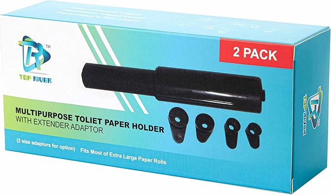 Toilet Paper Holder with Extender Adaptor, Fit Double Rolls and Triple Rolls, Multipurpose Toilet Paper Holder,Black (Set of 2)