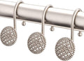 Pearlbee Nickel Shower Curtain Hooks, Rust Proof Shower Curtain Rings for Bathroom, Metal Shower Hooks for Shower Curtain Rod, Modern Decorative Shower Curtain Hangers Set of 12