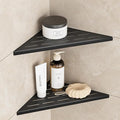 Neodrain 10 in Matte Black Corner Wall Shelf Set of 2, Floating Corner Shelves for Wall, 304 Stainless Steel Shower Storage Shelves for Bathroom, No Drilling