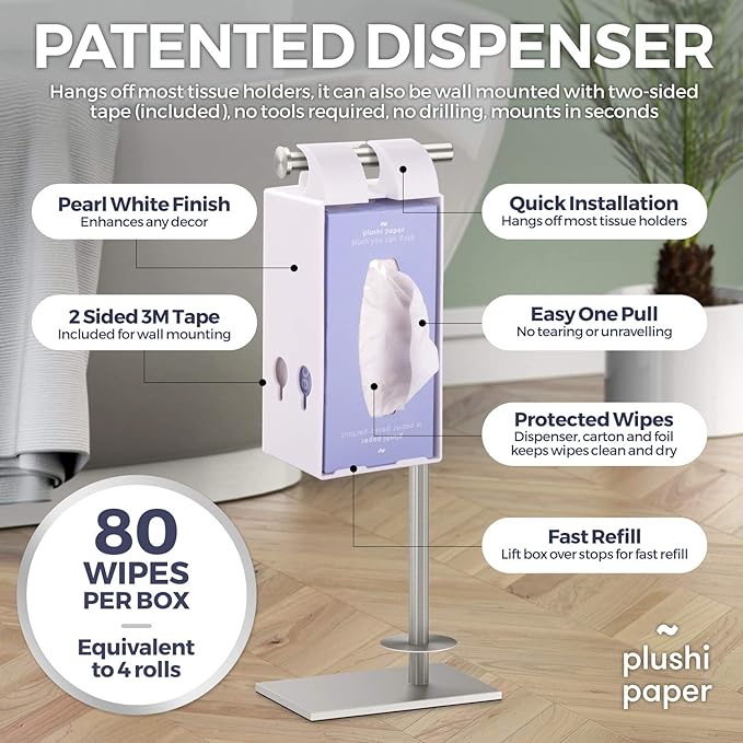 Toilet Paper Holder With 4-Ply Soft Toilet Paper - Portable Tissue Holder Installs Easily & Keeps Soft Toilet Paper Organized & Accessible - Toilet Holders Designed for Travel Trailers Campers Marine