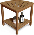 Zhuoyue Bamboo Corner Shower Stool Bench Waterproof with Storage Shelf, for Shaving Legs or Seat in Bathroom & Inside Shower