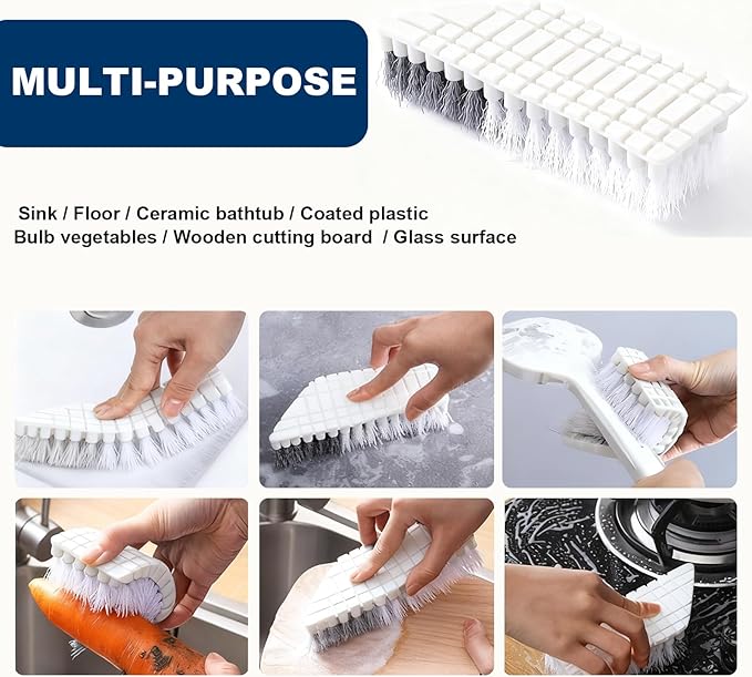 Kitchen Sink Brush, V Shape Corner Cleaning Brush Set, Bendable Potato Vegetable Scrubber Brush with Medium Bristle, Hand Scrubber for Sink, Toilet, Tile, Floor, Bathroom (1 Pc)