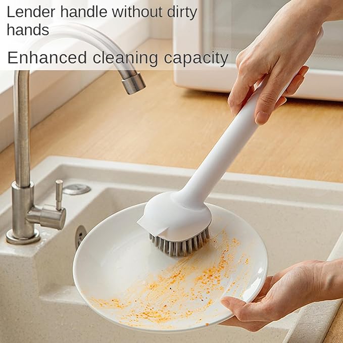 Pot Brush - Long Handle Kitchen Scrub Brush | 360 Degree Rotatable Kitchen Brushes, Quick Drying Design Dish Scrubber for Toilet Bathroom Shower Sink Pan Skillet Grout Tile Stove Tub Home